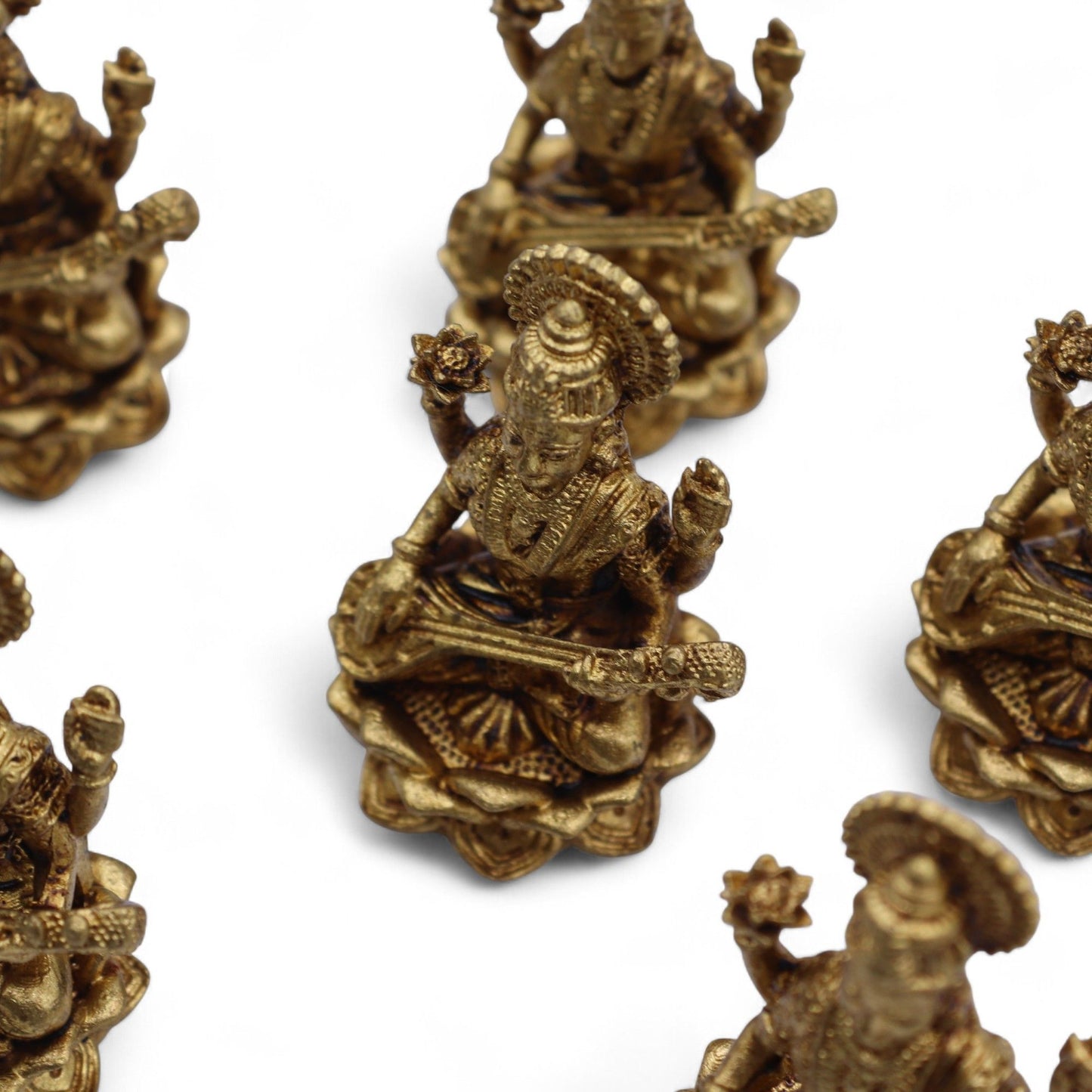 Brass Miniature Gods - Sarswati (22gms) - 34mm