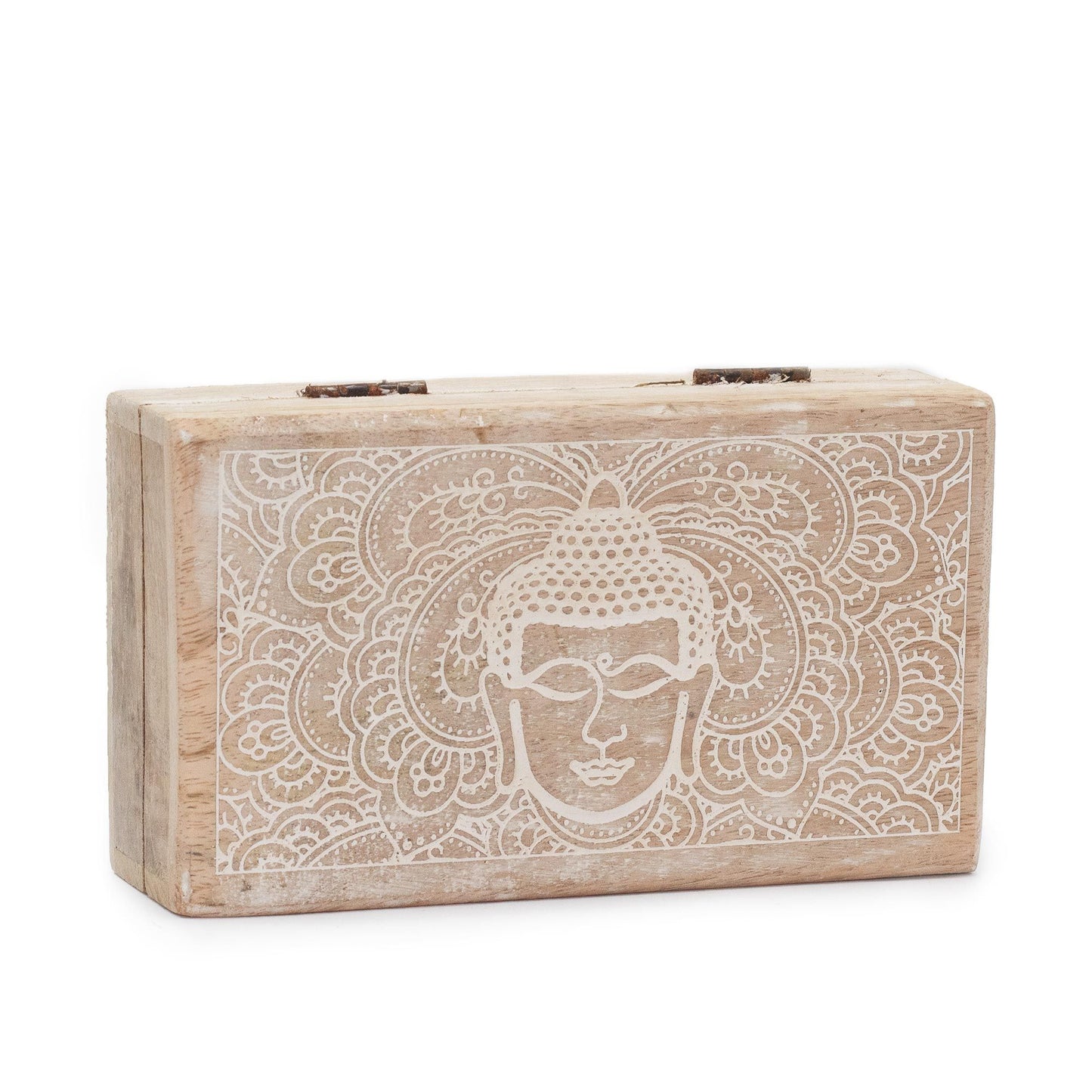 Medium Square Box 17x10x4.2cm - Buddha Face Whitewash
