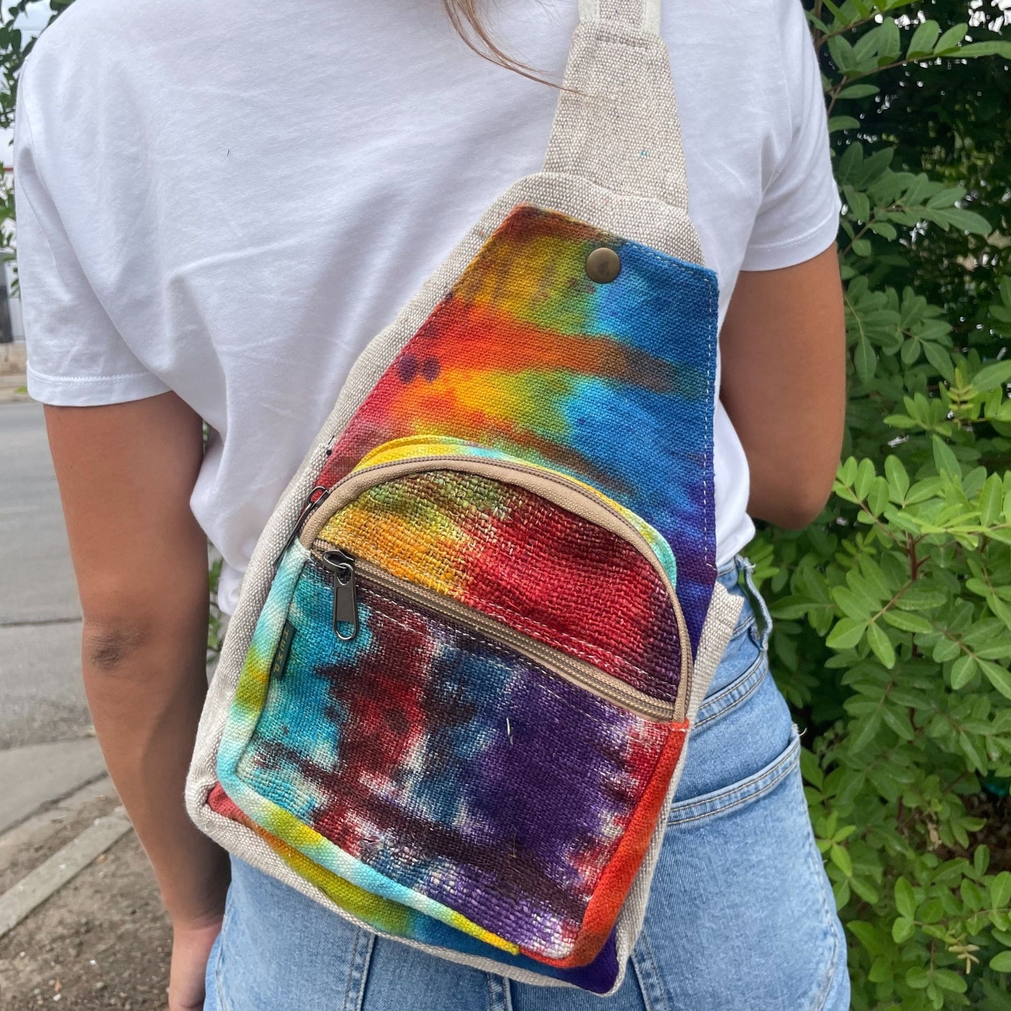 Tie-dye Hemp Sling Shoulder Bag