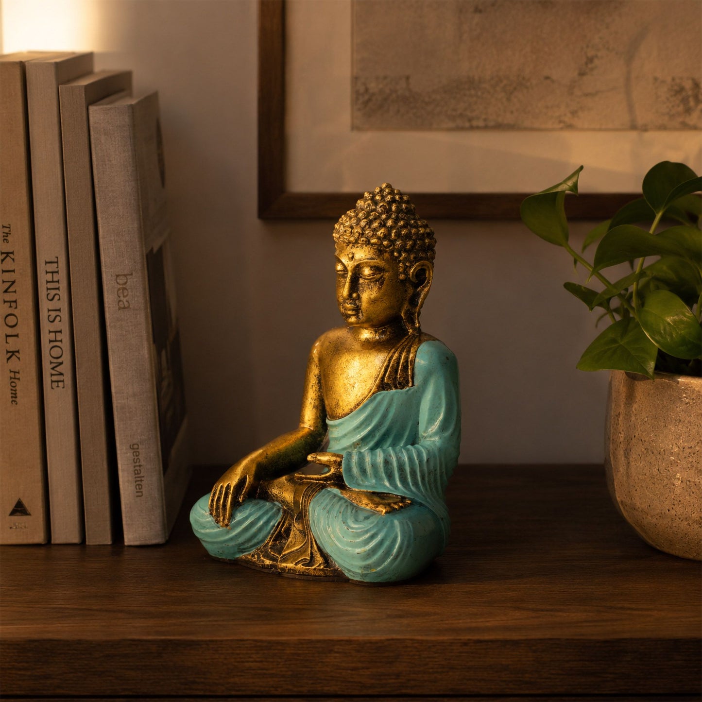 Teal & Gold Buddha - Large