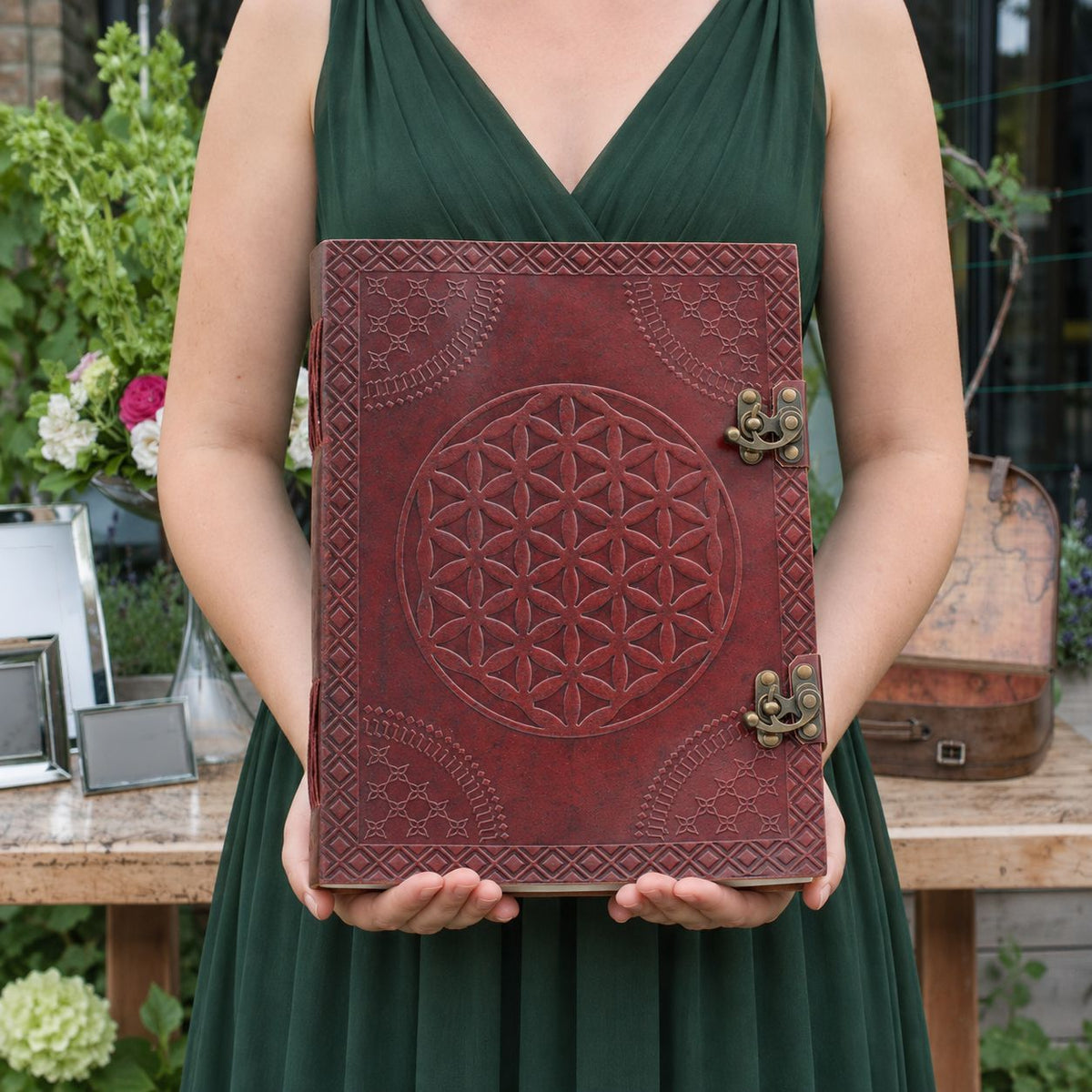 Huge Flower of Life Leather Book (25x32.5cm - 200 pages)