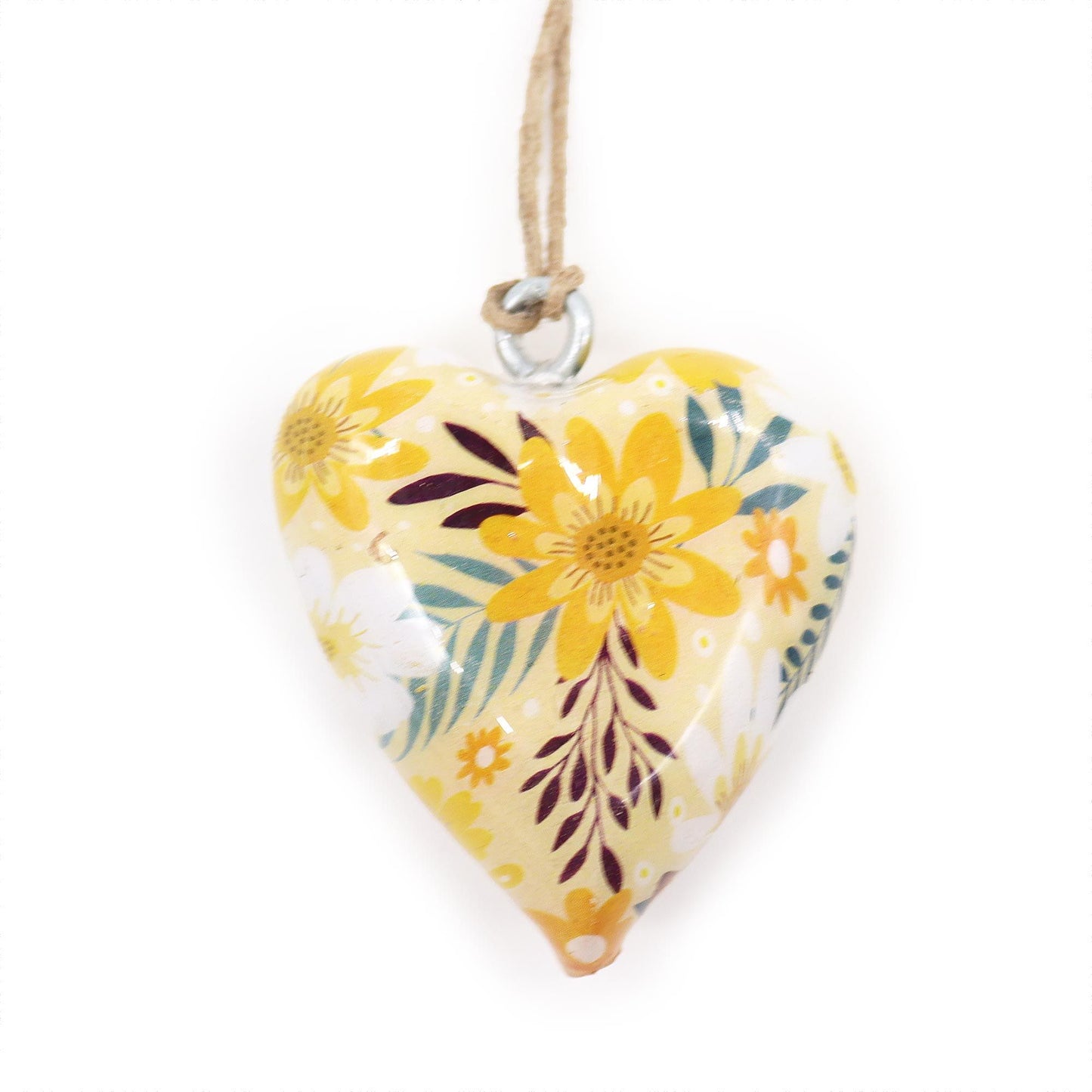 Large Decor Wood Heart - Yellow Floral
