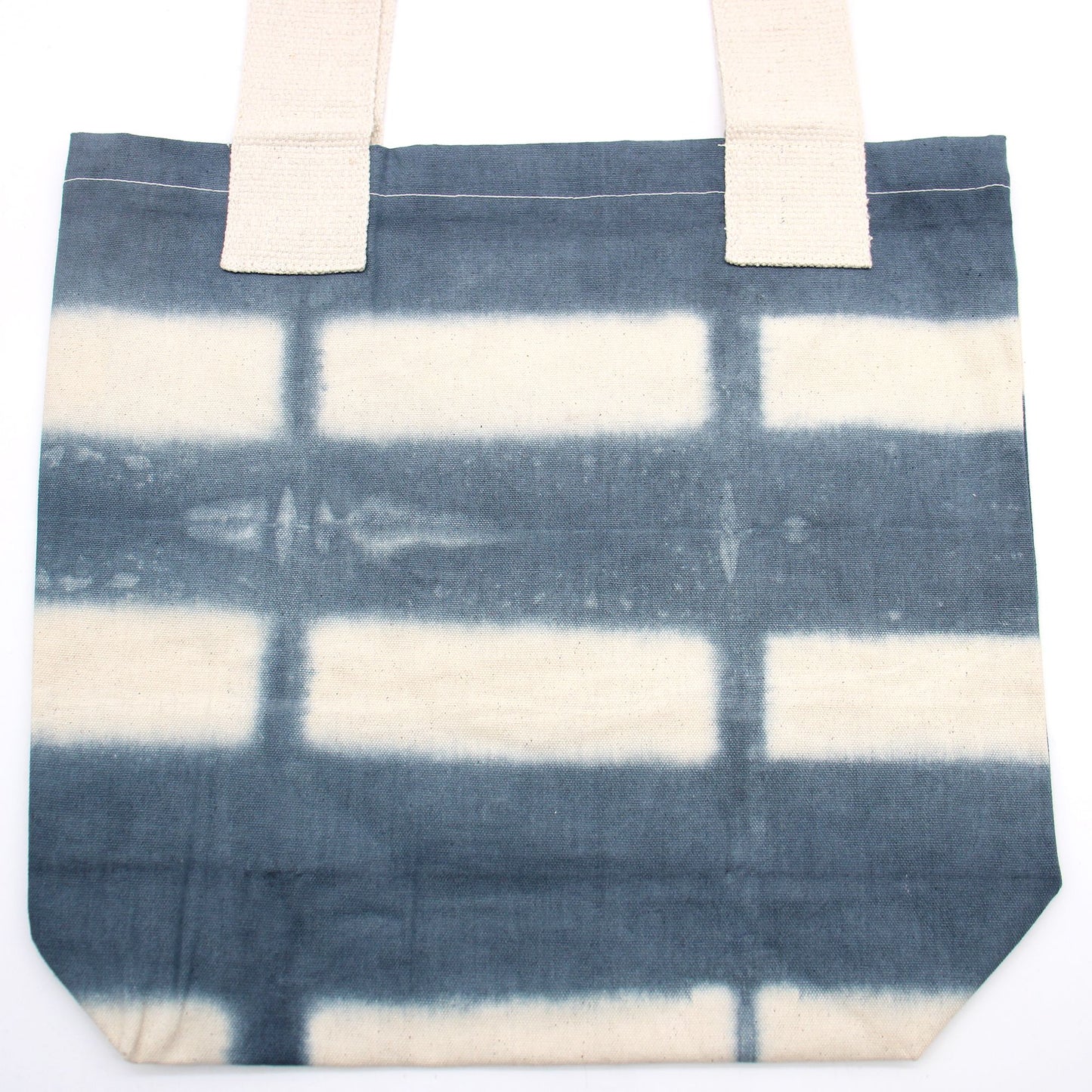 Natural Tie-Dye Cotton Bag (8oz) - 38x42x12cm - Grey Blocks - Natural Handle