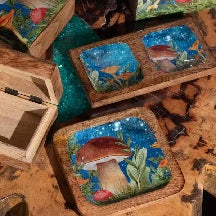 Enamelled Mushroom Design Boxes & Trays