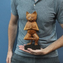Hand Carved Yoga Cats