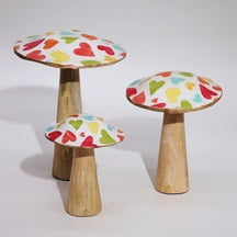 Wooden Enamelled Mushroom Decoration