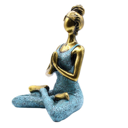 Yoga Lady Figure -  Bronze & Turquoise 24cm