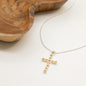 Indian Devotional Pendant - Silver Plated (45cm Chain)- Citrine Crucifix