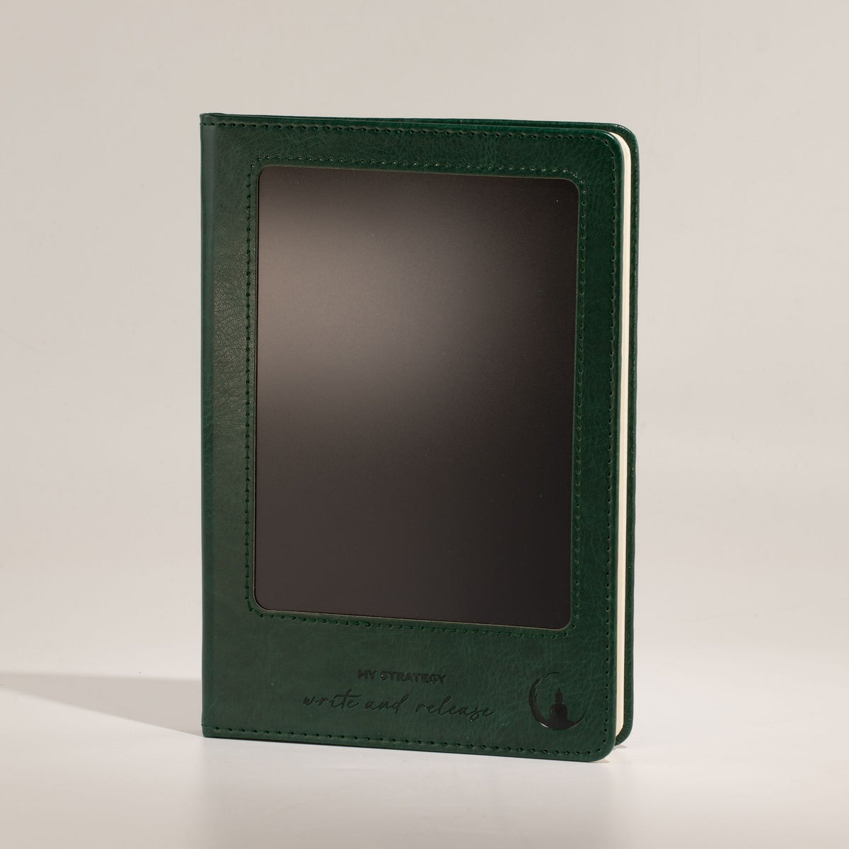 A5 Intention Note Book - LCD Wipe Screen - Green Leather Effect - 160 Pages