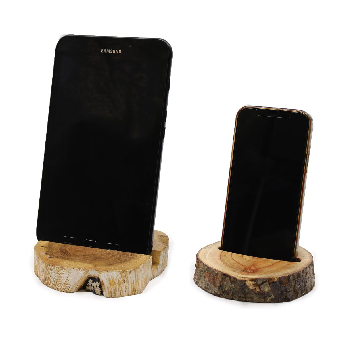 Large Gamal Wood Phone Holder - Whitewash