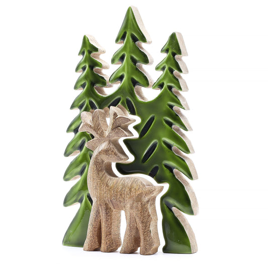 Lost in the Forrest - Stag in the Forrest 3D Wooden Decoration - 25x15cm