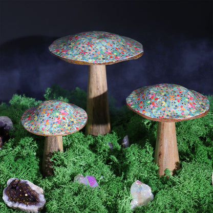 Large Enamelled Mushroom - 20cm - Mediterranean Tile Pattern