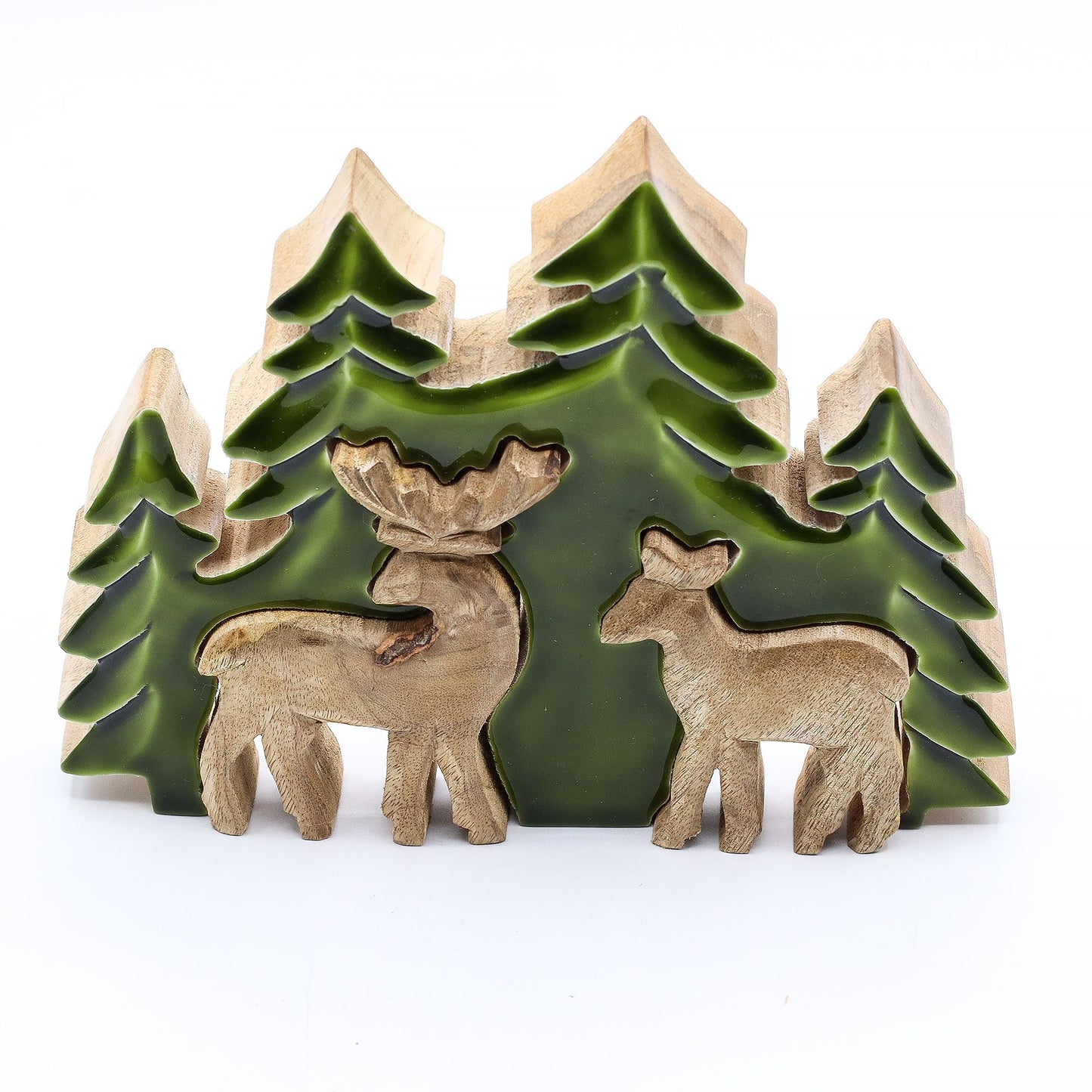 Lost in the Forrest - Two Dear in the Forrest 3D Wooden Decoration - 18x23cm
