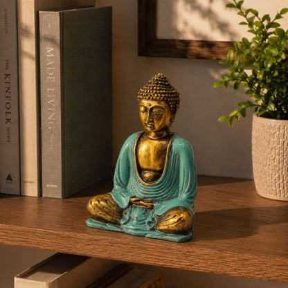 Teal & Gold Buddha - Medium