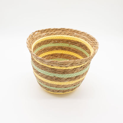Seagrass & Straw Vase Shaped Baskets  - Natural Yellow & Green - Set of 3