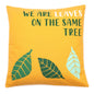 Printed Cotton Cushion Cover Set - We are Leaves - Yellow, Blue and Natural