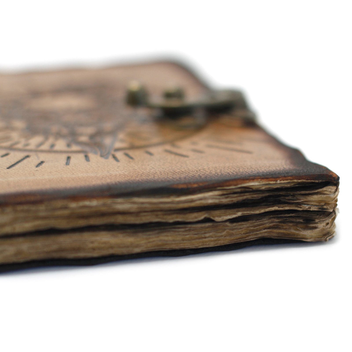 Leather Pentagon & Skull with Burns Detail Notebook (18x13cm)