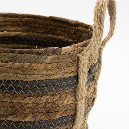 Bananna Leaf & Seagrass Large Baskets - Natural Browns- Set of 3