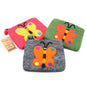 Natural Felt Zipper Pouch (asst) - Big Butterfly