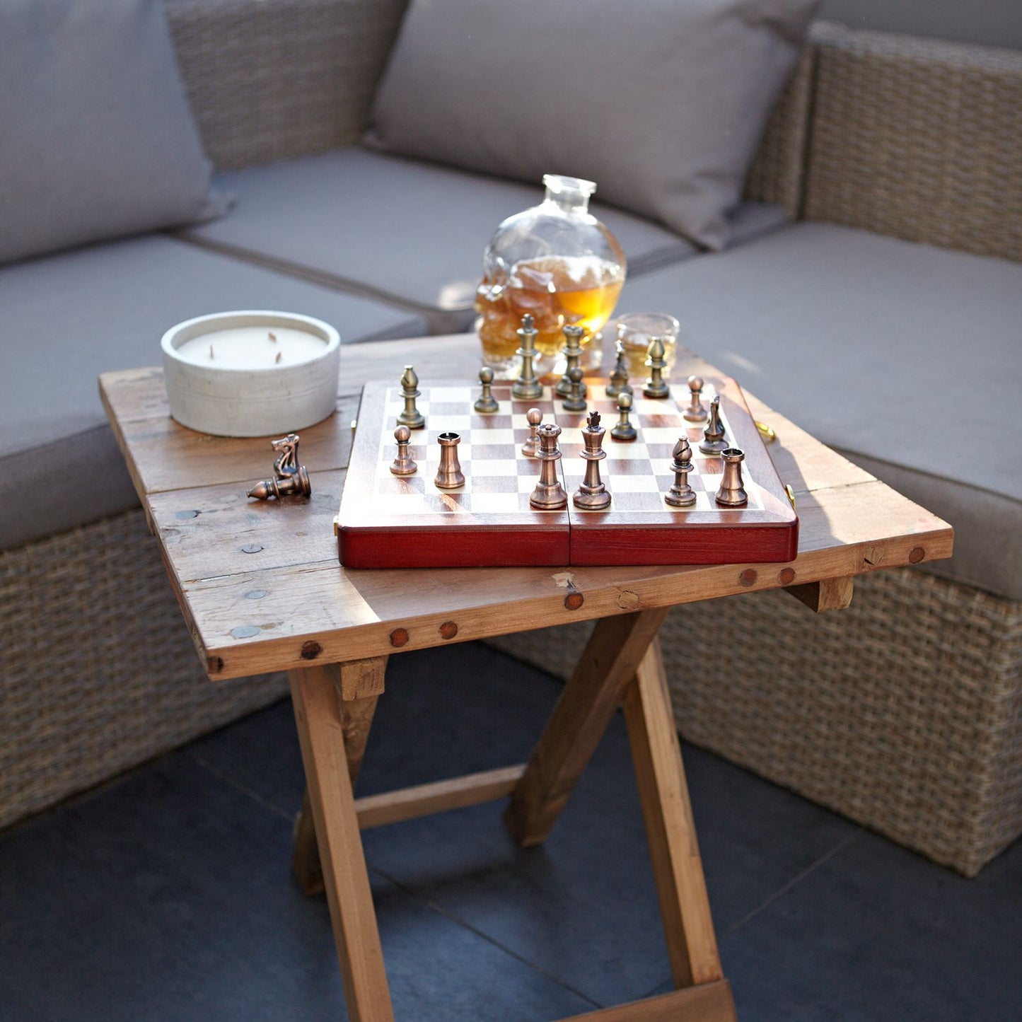 Square Folding Coffee Table - 50cm - Recycled Wood