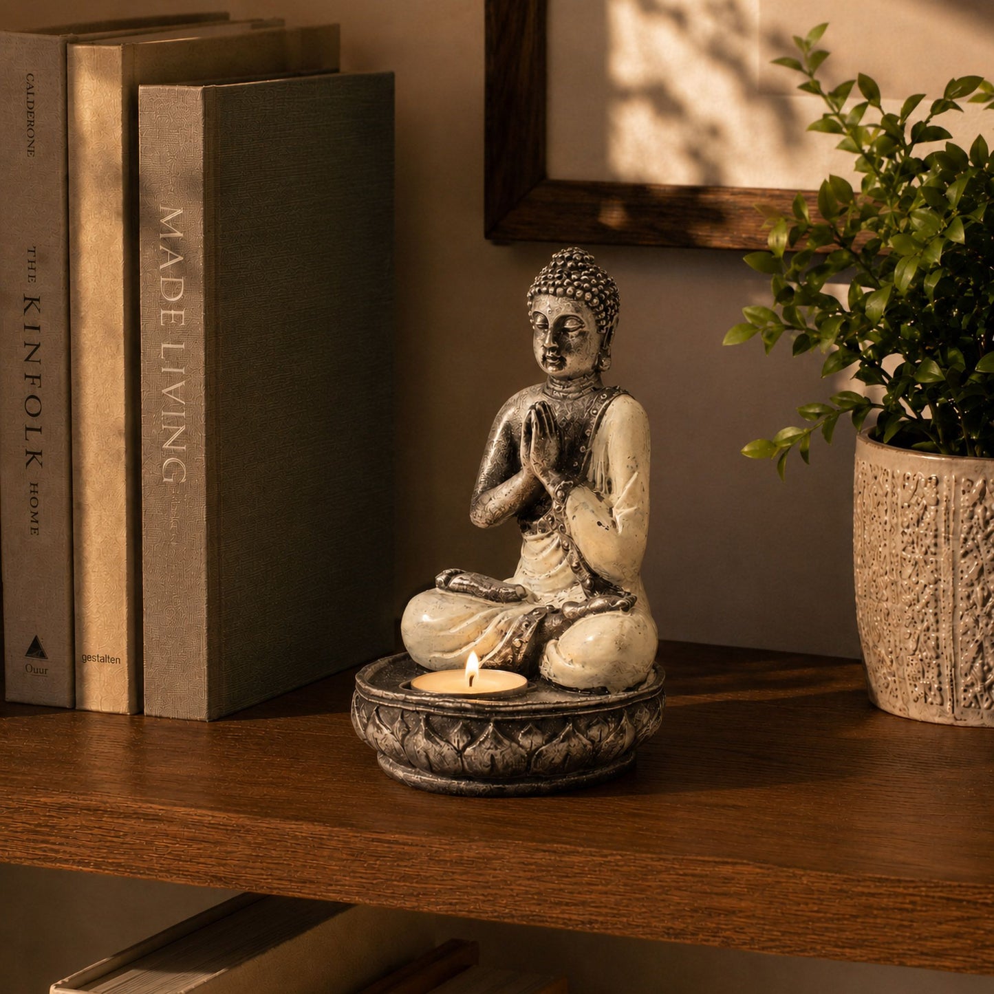 Buddha Candle Holder - White - Medium