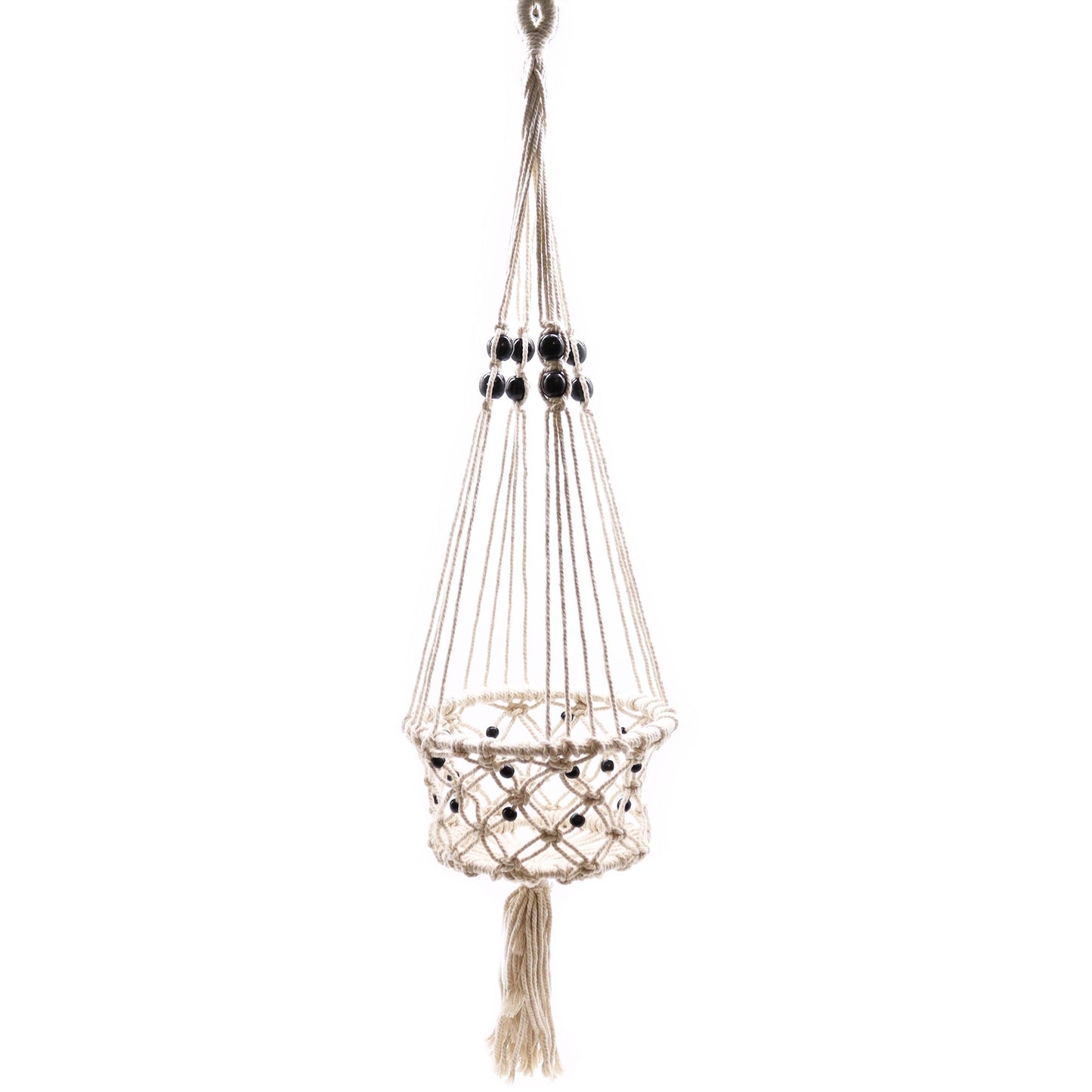 Macrame Pot Holder - Large Single Beaded