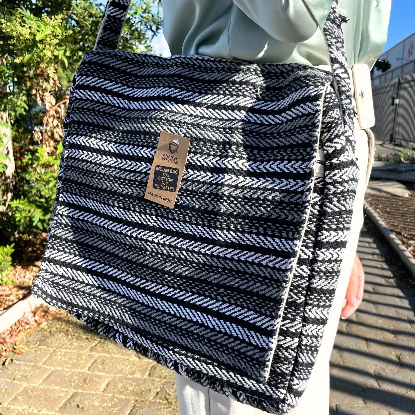 Soft Banjar Laptop Bag - Grey Stripes