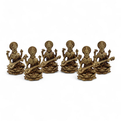 Brass Miniature Gods - Sarswati (22gms)  - 34mm
