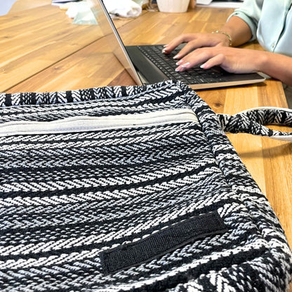 Soft Banjar Laptop Bag - Grey Stripes