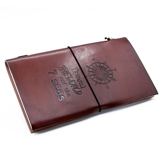 Handmade Leather Journal - Travel the World - Brown