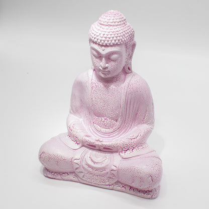 Meditation Buddha Lamp Cherry Crackle - Oval Stand
