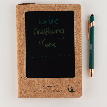 A5 Intention Note Book - LCD Wipe Screen - Cork Leather Effect - 160 Pages