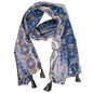 Nomad Sari Summer Marbella Print Scarf - Blue with Gold (180x50cm)