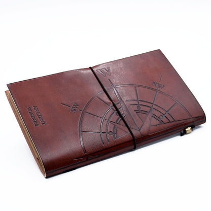Handmade Leather Journal - Travel the World - Brown