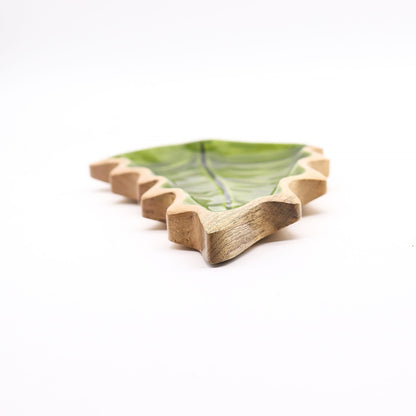 Lost in the Forrest - Enamel Leaf Wooden Bowl - 33x17cm