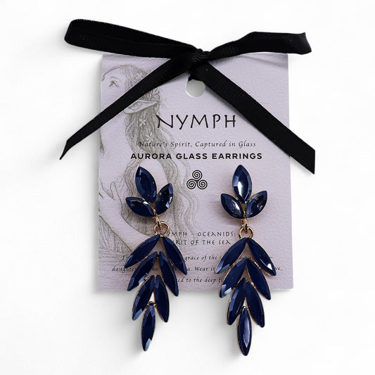 Royal Blue - Vintage Glass - Long Drop - Earrings