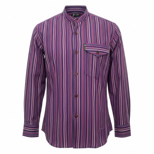 Nomad Sari Grandad Shirt - Black Purple - XL