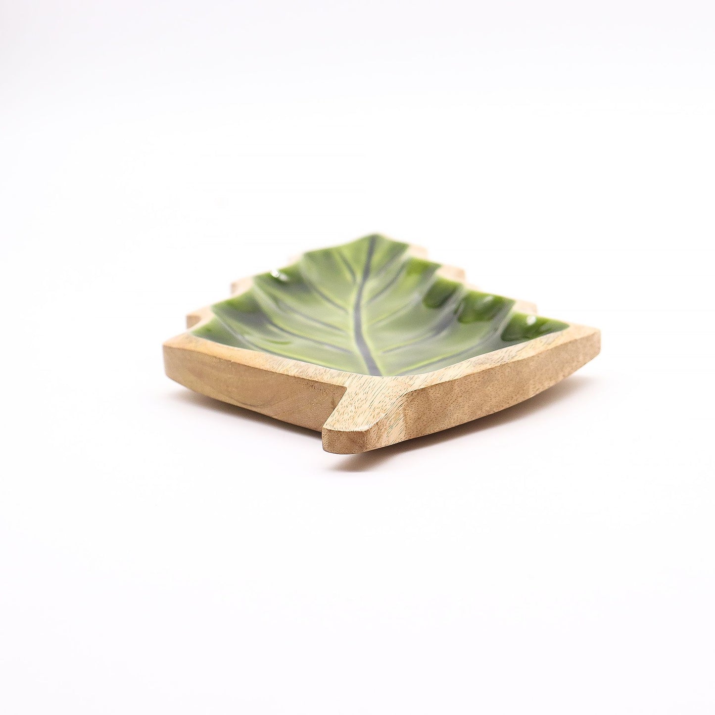 Lost in the Forrest - Enamel Leaf Wooden Bowl - 33x17cm