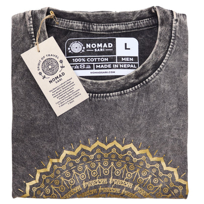 Nomad Sari Stonewashed Cotton T-Shirt – Hamsa – Dark Grey – Large