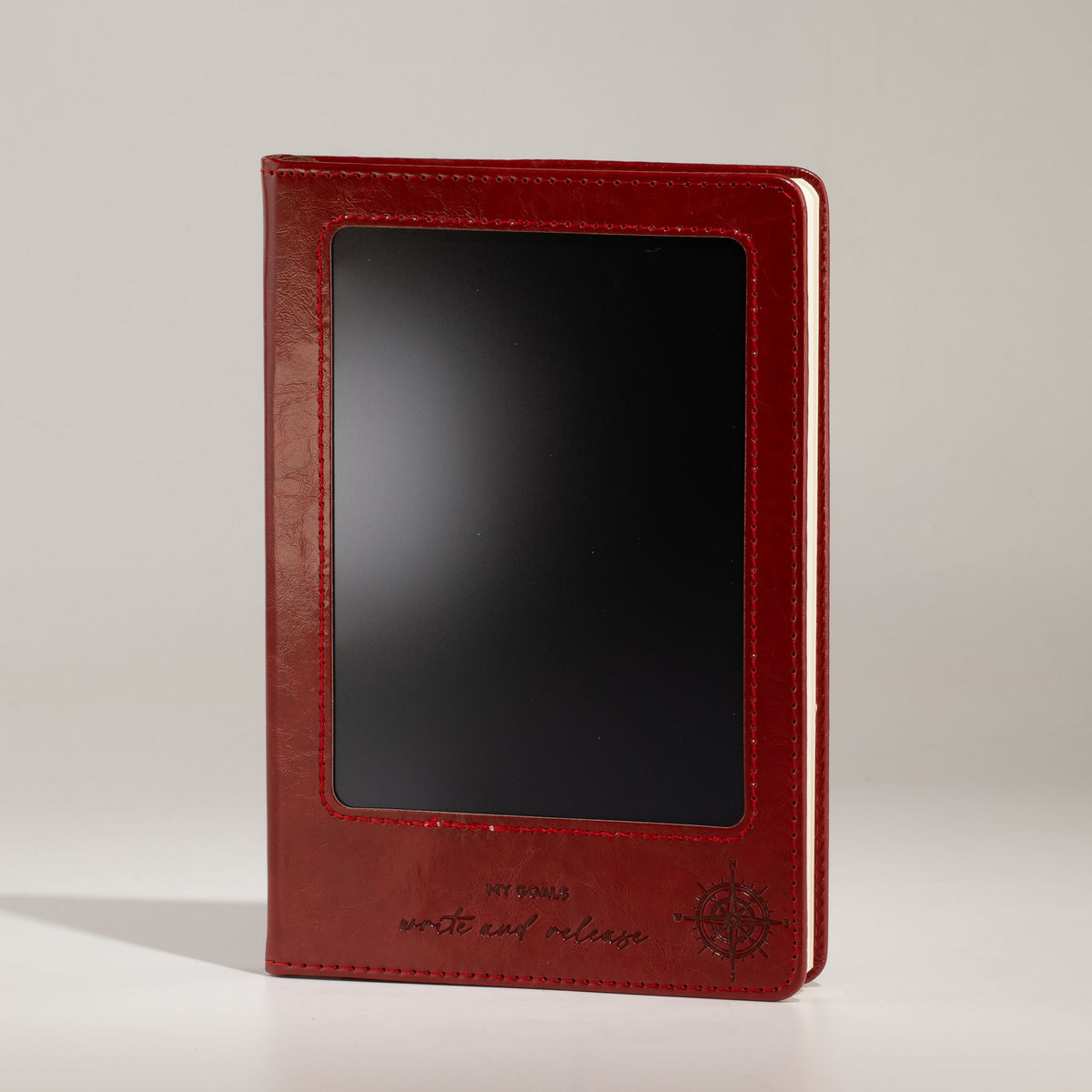A5 Intention Note Book - LCD Wipe Screen - Red Leather Effect - 160 Pages