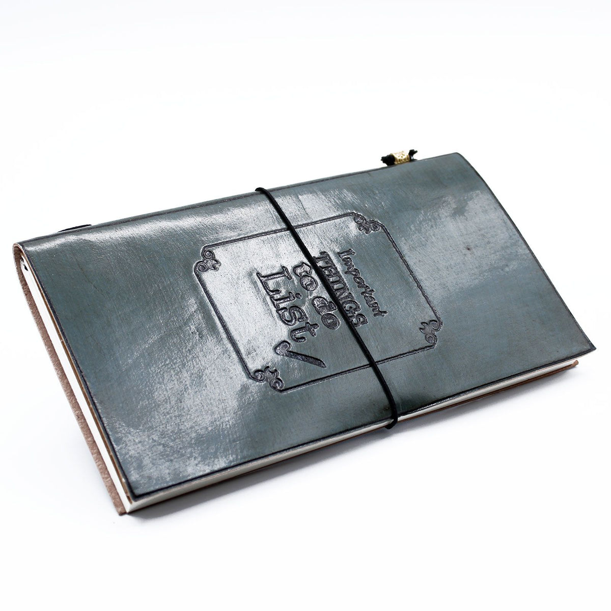 Handmade Leather Journal - Important Things To Do - Grey