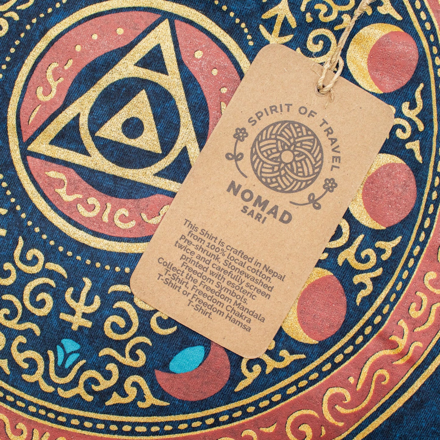 Nomad Sari Stonewashed Cotton T-Shirt - Stay Wild Moon Child - Blue - Small