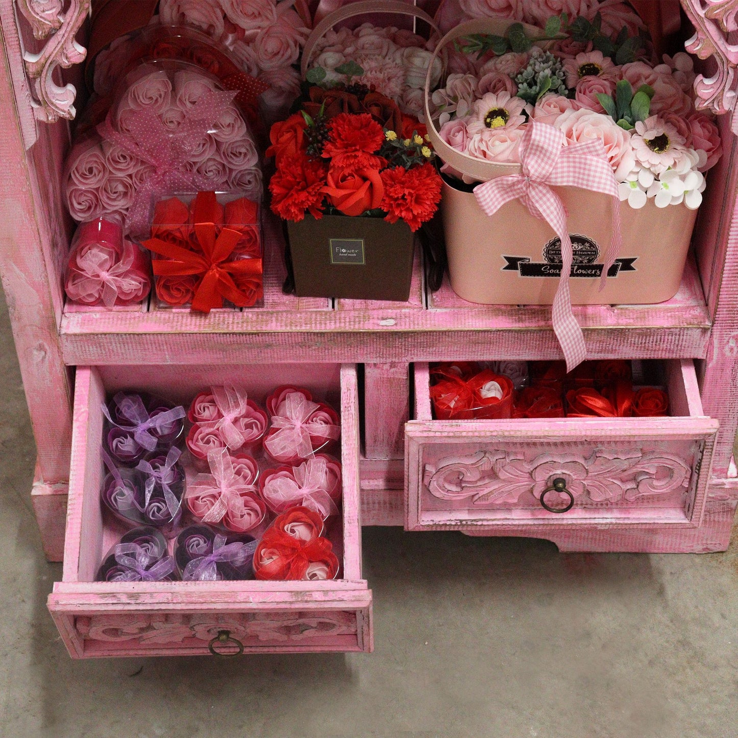Albasia Bathroom Cabinet - Pink Wash