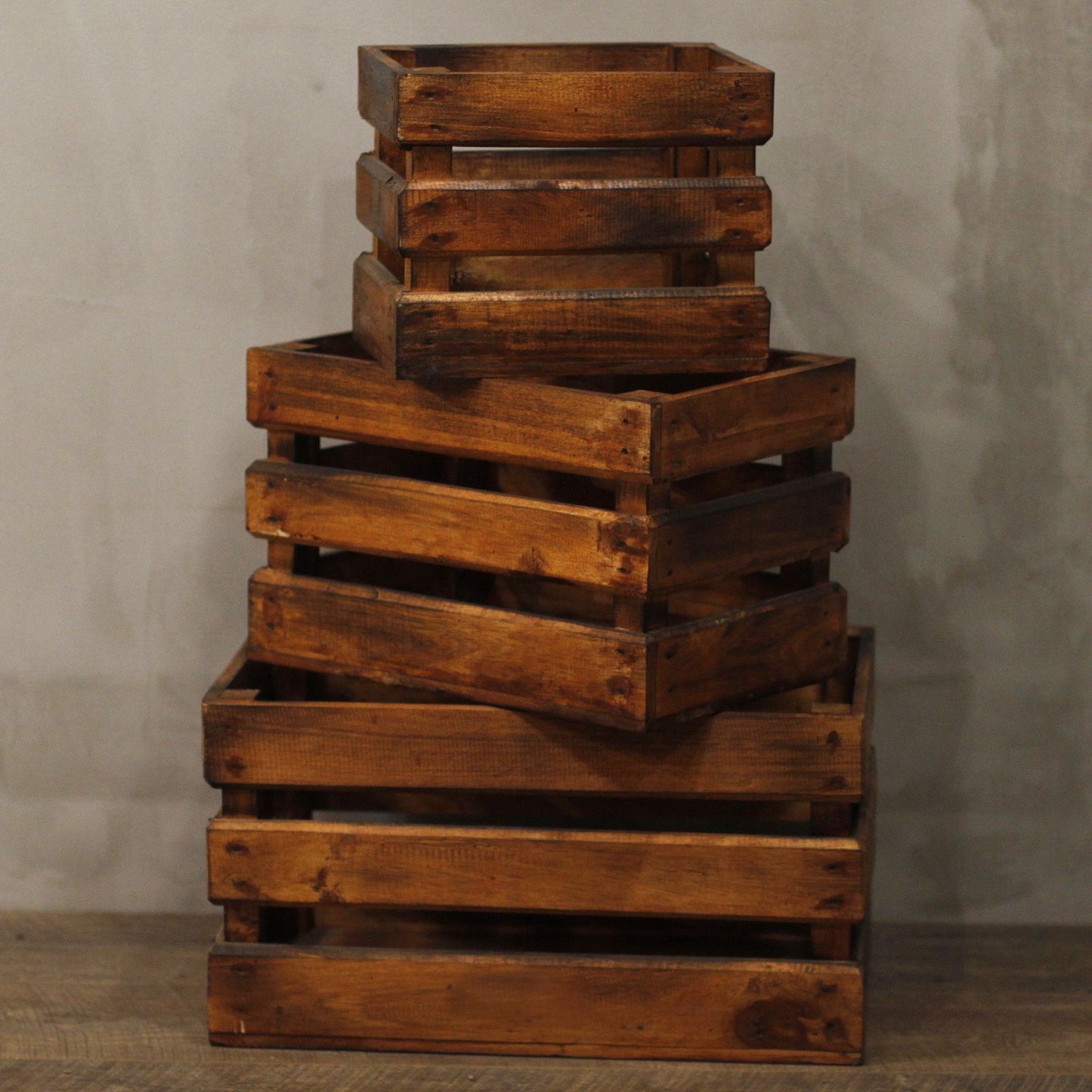 Wooden Storage Crates – Brown (Set of 3)
