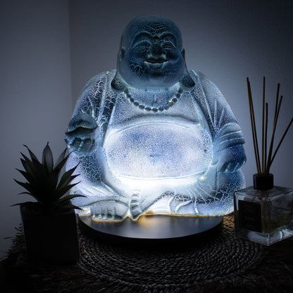Laughing Buddha Lamp Sky Blue - Round Stand
