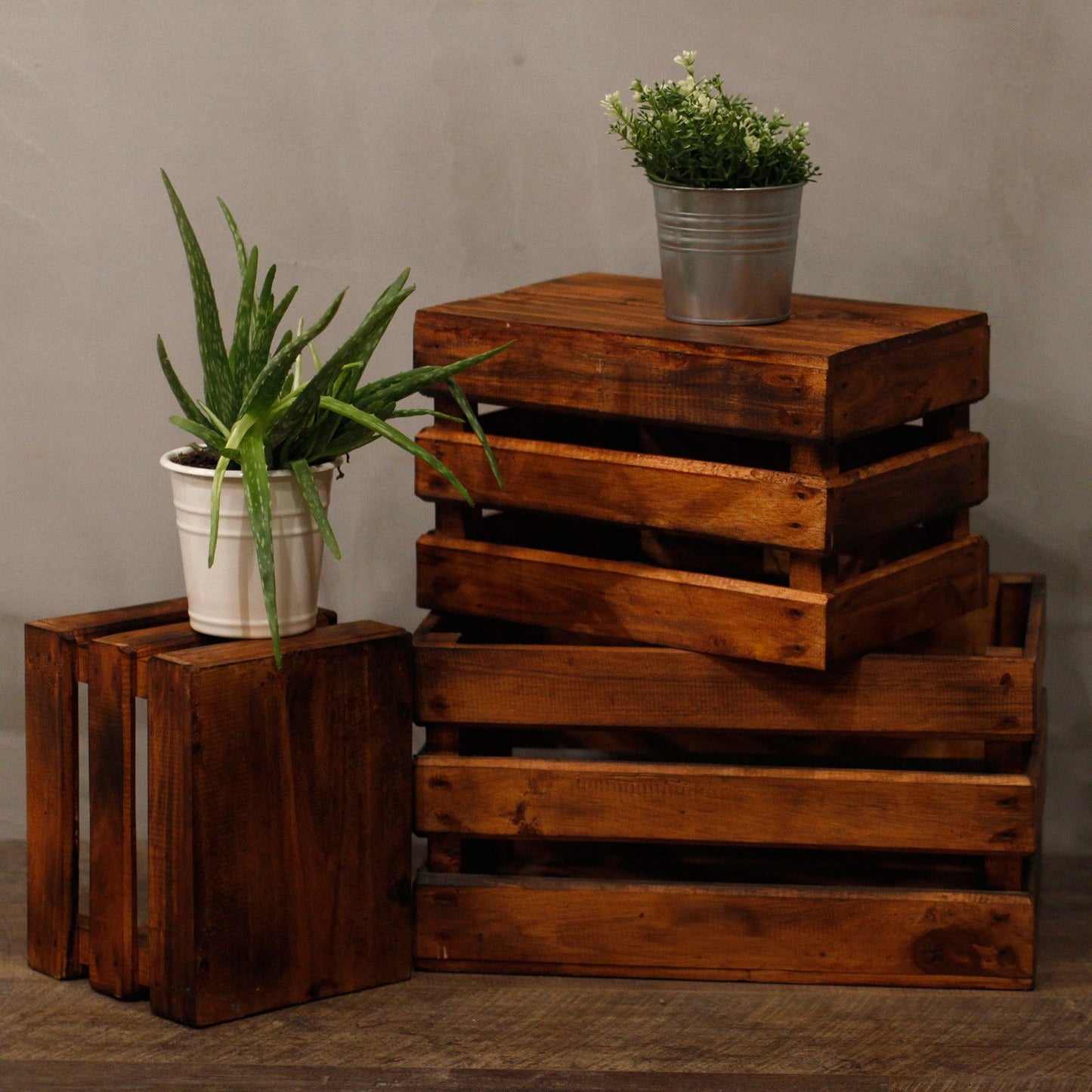 Wooden Storage Crates – Brown (Set of 3)