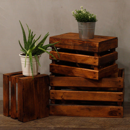 Wooden Storage Crates – Brown (Set of 3)