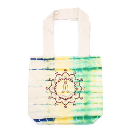 Tie-Dye Cotton Bag (6oz) - 38x42x12cm -  Namaste Hands - Multi - Natural Handle