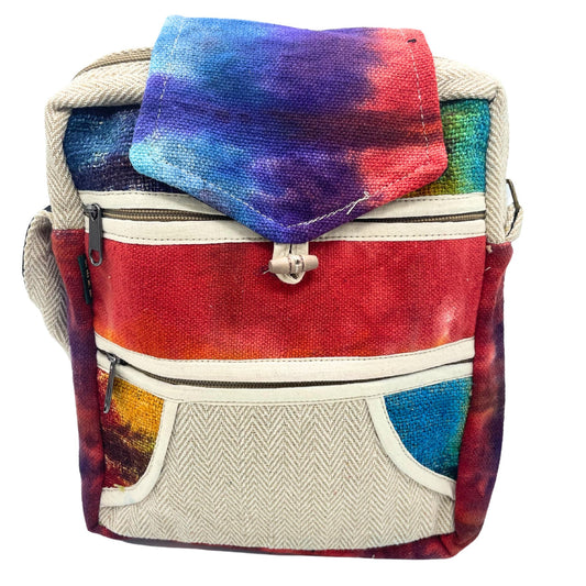 Tie-dye Hemp Messenger Bag 2 Zip & Flop