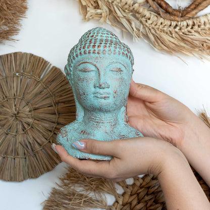 Tranquillity Buddha Head  - Green Copper